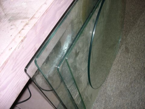 A stack of glass ready for cutting.